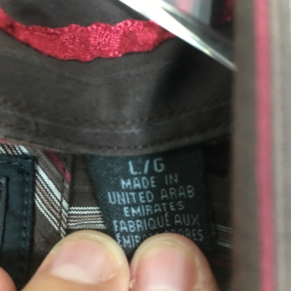 Guess Long Sleeve Brown Men's Shirt Size Large - Picture 4 of 5